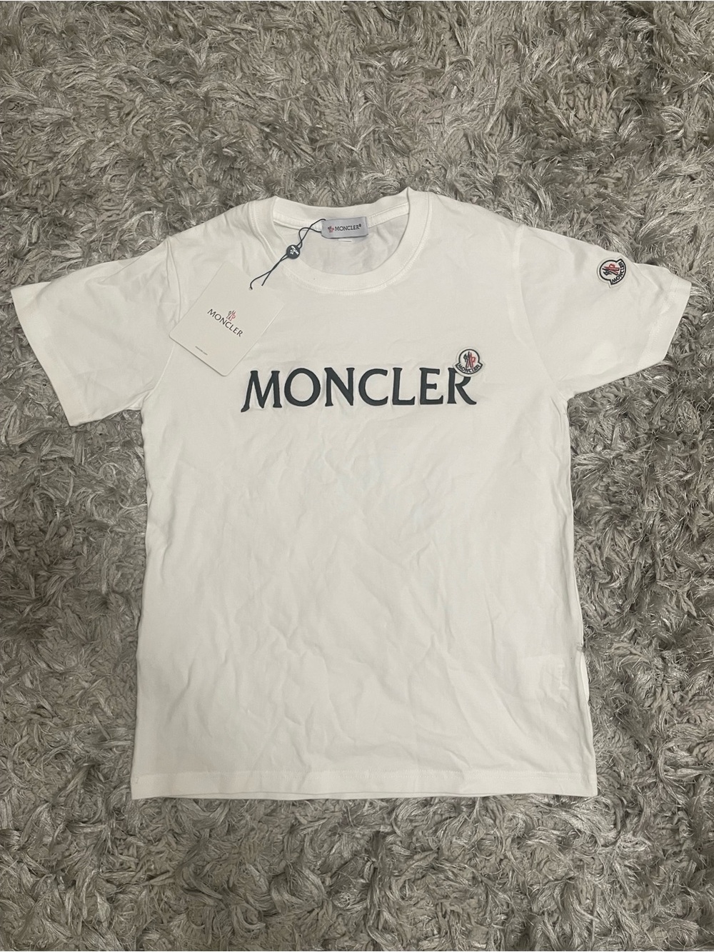 Moncler White Short Sleeve Logo Crewneck Tee